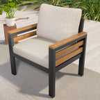 4 Pcs Outdoor Sectional Sofa Set, All-Weather Patio Conversation Furniture Set with Cushion and Solid Wood Coffee Table