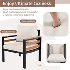 4 Pcs Outdoor Sectional Sofa Set, All-Weather Patio Conversation Furniture Set with Cushion and Solid Wood Coffee Table