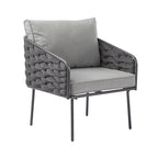 4 Piece Outdoor Conversation Furniture Set, Patio Rope Weaving Sofa Set with Waterproof Cushion and Coffee Tabl
