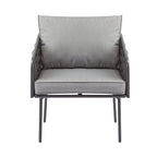 4 Piece Outdoor Conversation Furniture Set, Patio Rope Weaving Sofa Set with Waterproof Cushion and Coffee Tabl