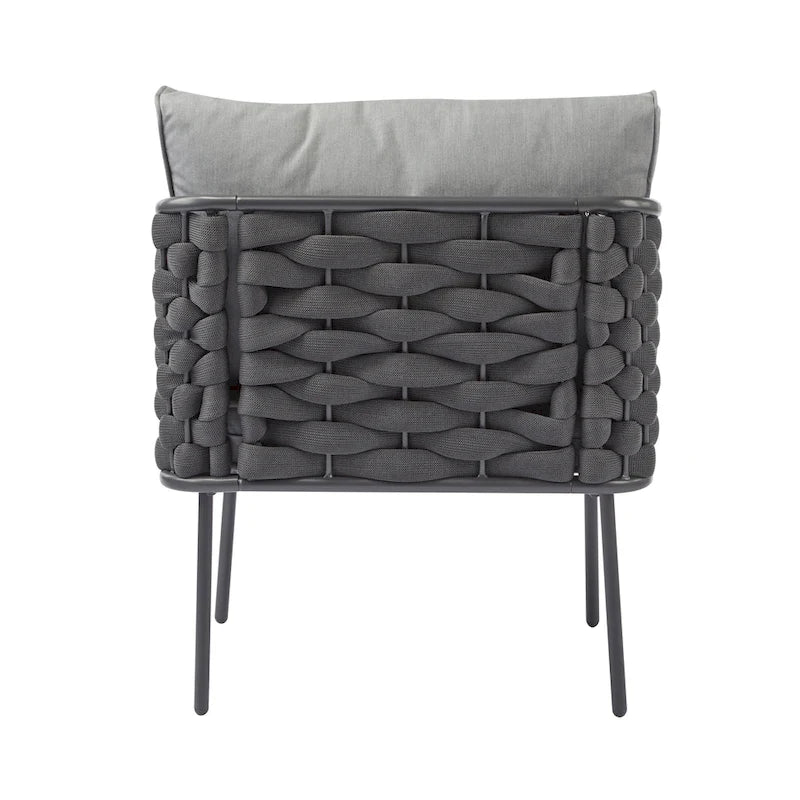 4 Piece Outdoor Conversation Furniture Set, Patio Rope Weaving Sofa Set with Waterproof Cushion and Coffee Tabl