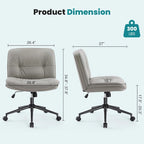 PU Leather Swivel Office Chair – Khaki / Beige / Black, Criss-Cross Base, Single User