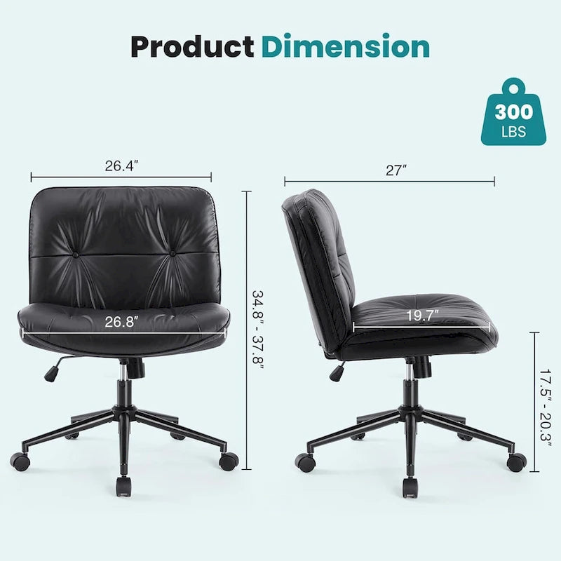 PU Leather Swivel Office Chair – Khaki / Beige / Black, Criss-Cross Base, Single User