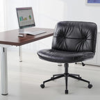 PU Leather Swivel Office Chair – Khaki / Beige / Black, Criss-Cross Base, Single User