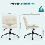 PU Leather Swivel Office Chair – Khaki / Beige / Black, Criss-Cross Base, Single User