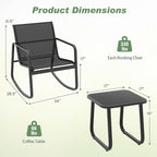 Costway 3 Piece Patio Rocking Set 2 Rocking Bistro Chairs & Glass-Top - See Details