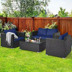 Costway 8 PCS Patio Rattan Furniture Set Cushioned Sofa Chair Coffee - See Details