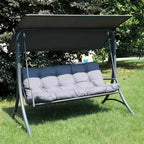 SUNJOY 3 Seat Deluxe Patio Swing Steel Frame, Adjustable Canopy Cushions
