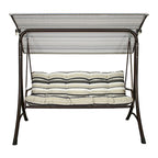 SUNJOY 3 Seat Deluxe Patio Swing Steel Frame, Adjustable Canopy Cushions