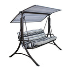 SUNJOY 3 Seat Deluxe Patio Swing Steel Frame, Adjustable Canopy Cushions