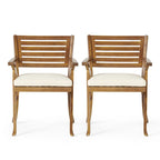 5-Piece Outdoor Acacia Wood Dining Set with Square Table and 4 Cushioned Chair