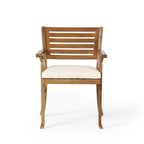 5-Piece Outdoor Acacia Wood Dining Set with Square Table and 4 Cushioned Chair