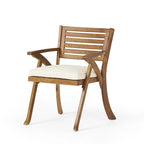 5-Piece Outdoor Acacia Wood Dining Set with Square Table and 4 Cushioned Chair