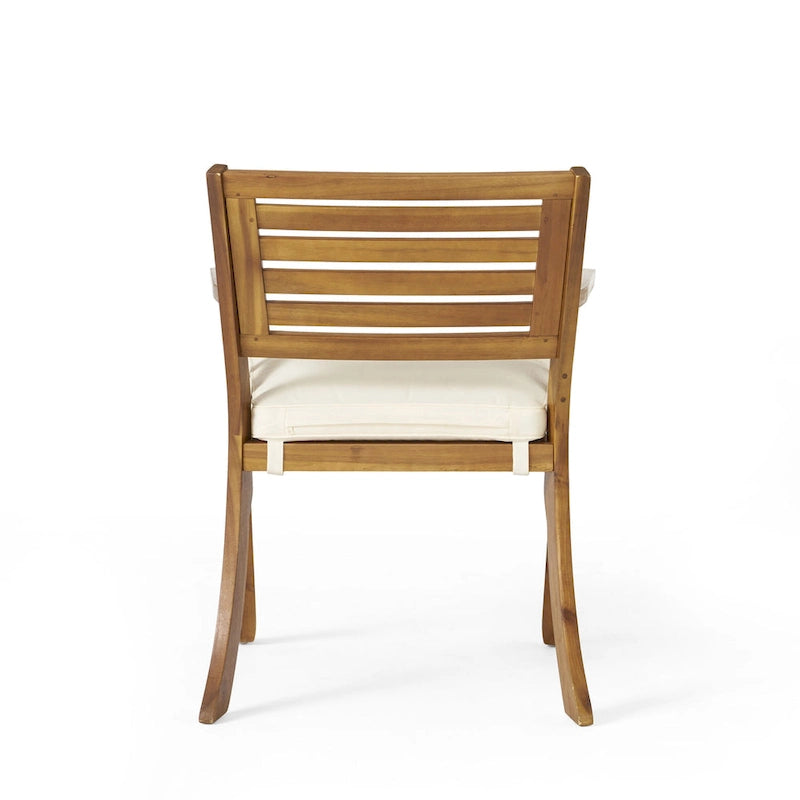 5-Piece Outdoor Acacia Wood Dining Set with Square Table and 4 Cushioned Chair