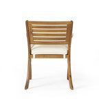 5-Piece Outdoor Acacia Wood Dining Set with Square Table and 4 Cushioned Chair