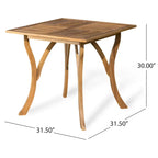 5-Piece Outdoor Acacia Wood Dining Set with Square Table and 4 Cushioned Chair