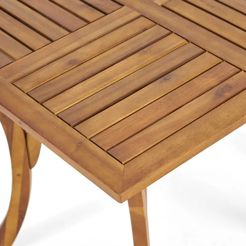 5-Piece Outdoor Acacia Wood Dining Set with Square Table and 4 Cushioned Chair