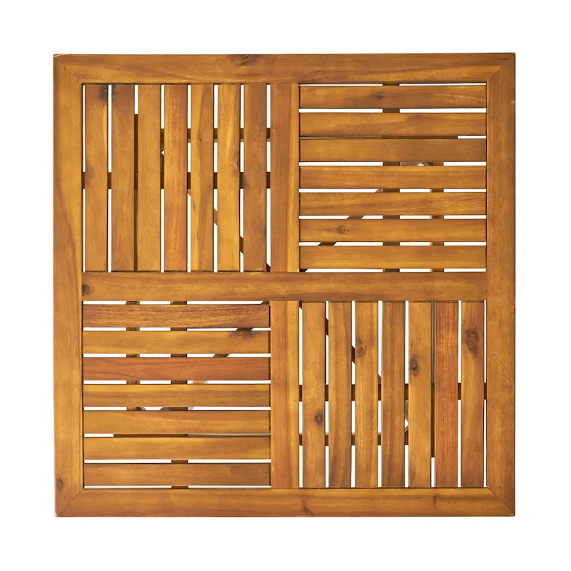 5-Piece Outdoor Acacia Wood Dining Set with Square Table and 4 Cushioned Chair