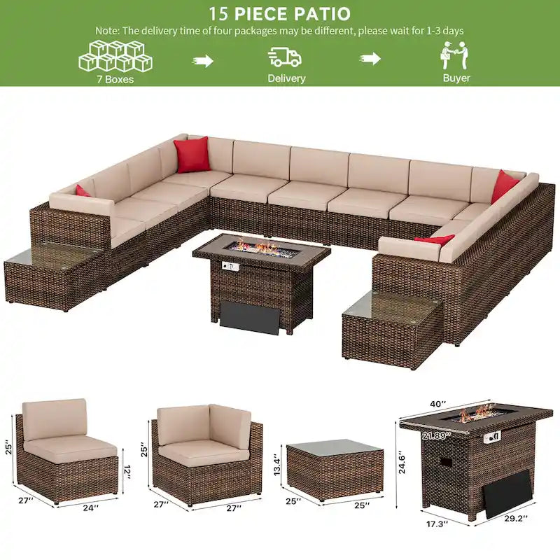 15-Piece Outdoor Patio Furniture Set