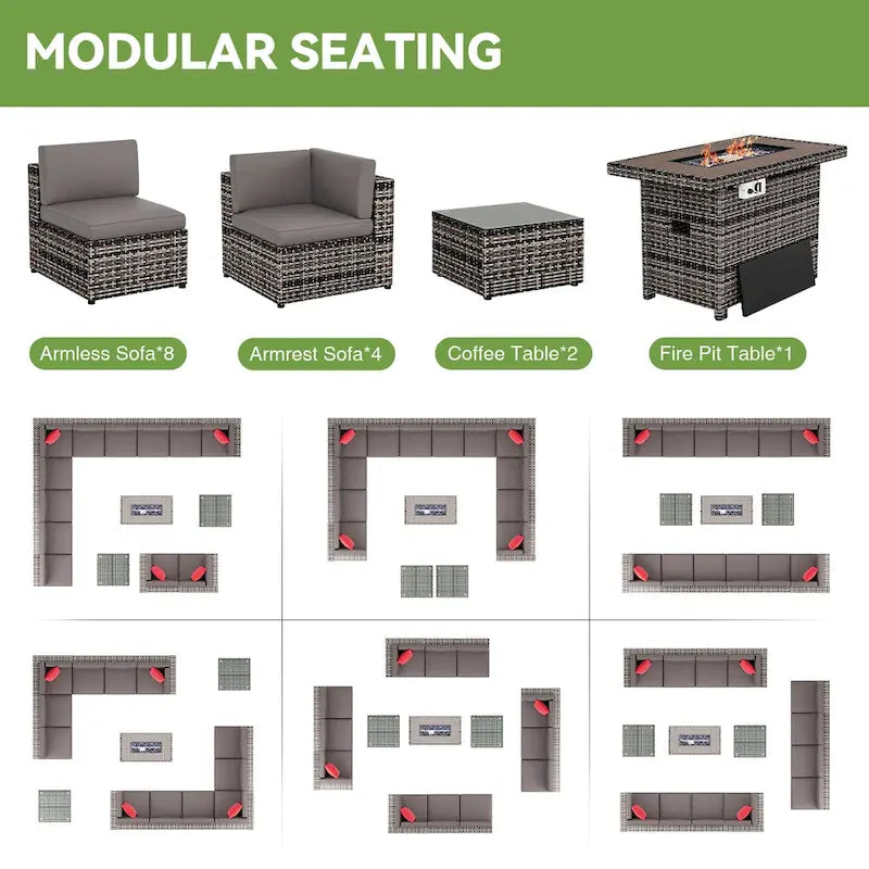 15-Piece Outdoor Patio Furniture Set