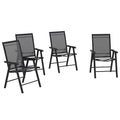 Outdoor Folding Lawn Chair Set of 4 - Portable Patio Chairs with Armrests & Mesh Fabric for Camping, Beach, Backyard