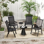 Outdoor Folding Lawn Chair Set of 4 - Portable Patio Chairs with Armrests & Mesh Fabric for Camping, Beach, Backyard