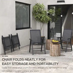 Outdoor Folding Lawn Chair Set of 4 - Portable Patio Chairs with Armrests & Mesh Fabric for Camping, Beach, Backyard