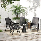 Outdoor Folding Lawn Chair Set of 4 - Portable Patio Chairs with Armrests & Mesh Fabric for Camping, Beach, Backyard