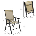 Outdoor Folding Lawn Chair Set of 4 - Portable Patio Chairs with Armrests & Mesh Fabric for Camping, Beach, Backyard