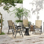 Outdoor Folding Lawn Chair Set of 4 - Portable Patio Chairs with Armrests & Mesh Fabric for Camping, Beach, Backyard