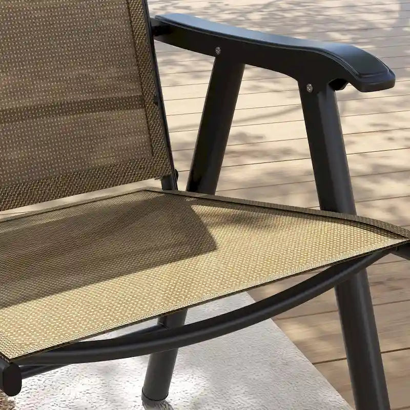 Outdoor Folding Lawn Chair Set of 4 - Portable Patio Chairs with Armrests & Mesh Fabric for Camping, Beach, Backyard