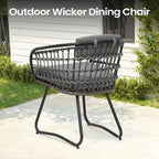 Outdoor 7 PC- Patio Rectangular Aluminum Dining Table Set with Umbrella Hole with Rattan Chair