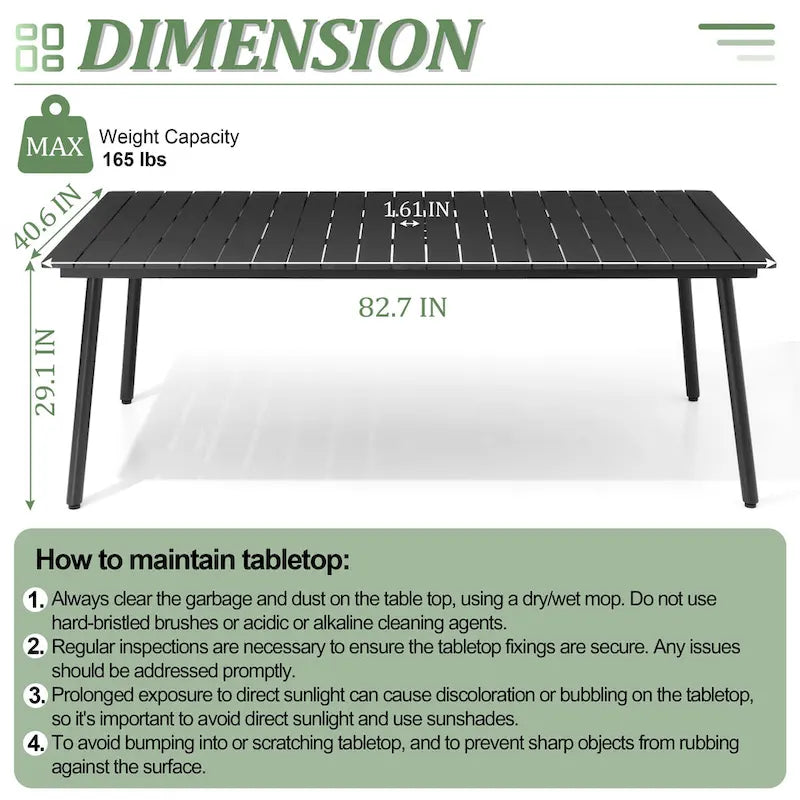 Outdoor 7 PC- Patio Rectangular Aluminum Dining Table Set with Umbrella Hole with Rattan Chair