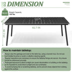 Outdoor 7 PC- Patio Rectangular Aluminum Dining Table Set with Umbrella Hole with Rattan Chair