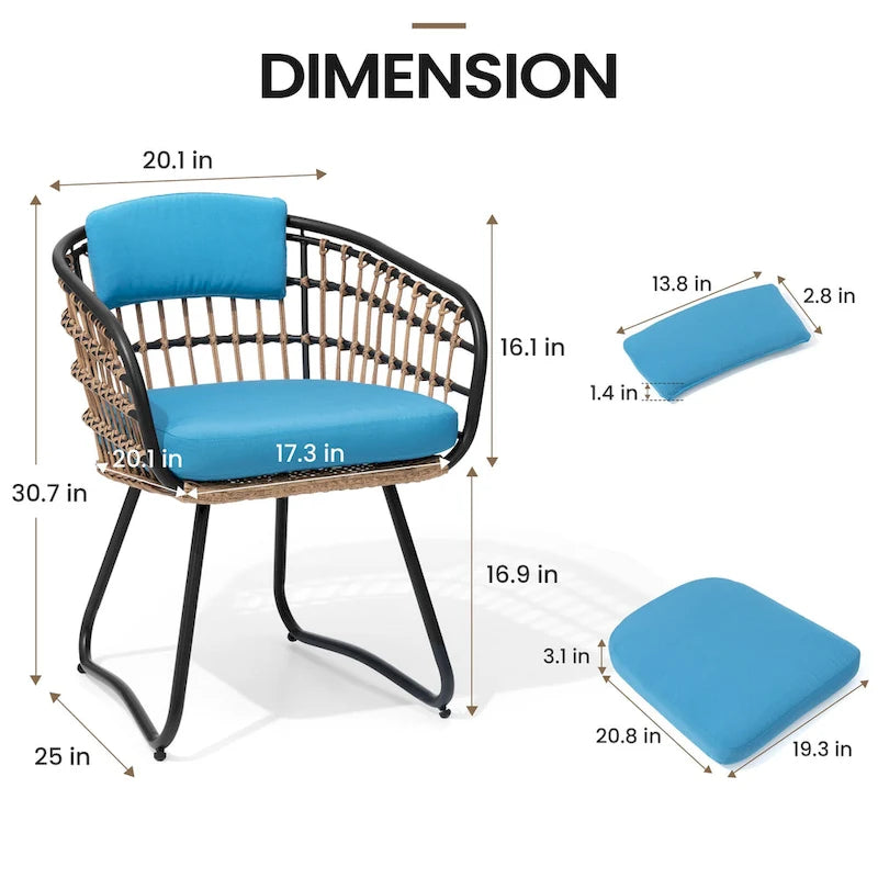Outdoor 7 PC- Patio Rectangular Aluminum Dining Table Set with Umbrella Hole with Rattan Chair