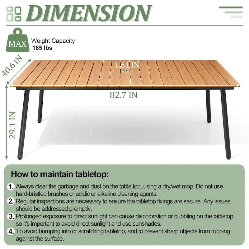 Outdoor 7 PC- Patio Rectangular Aluminum Dining Table Set with Umbrella Hole with Rattan Chair