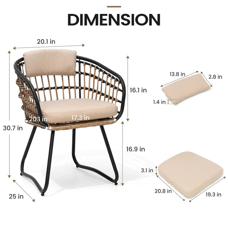 Outdoor 7 PC- Patio Rectangular Aluminum Dining Table Set with Umbrella Hole with Rattan Chair