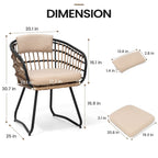 Outdoor 7 PC- Patio Rectangular Aluminum Dining Table Set with Umbrella Hole with Rattan Chair