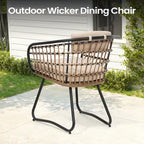 Outdoor 7 PC- Patio Rectangular Aluminum Dining Table Set with Umbrella Hole with Rattan Chair