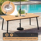 7-Piece Set Outdoor Patio Aluminum Dining Table and PE Rattan Wicker Dining Chairs