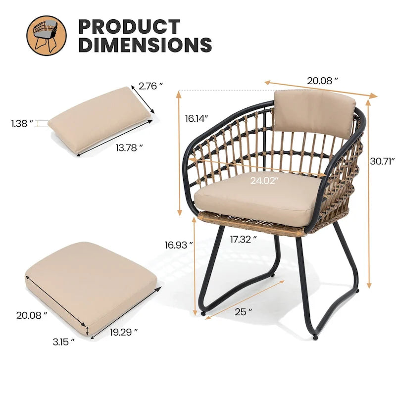 7-Piece Set Outdoor Patio Aluminum Dining Table and PE Rattan Wicker Dining Chairs