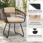 7-Piece Set Outdoor Patio Aluminum Dining Table and PE Rattan Wicker Dining Chairs