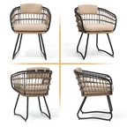 7-Piece Set Outdoor Patio Aluminum Dining Table and PE Rattan Wicker Dining Chairs