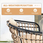 7-Piece Set Outdoor Patio Aluminum Dining Table and PE Rattan Wicker Dining Chairs