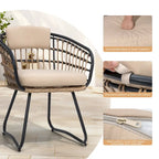 7-Piece Set Outdoor Patio Aluminum Dining Table and PE Rattan Wicker Dining Chairs