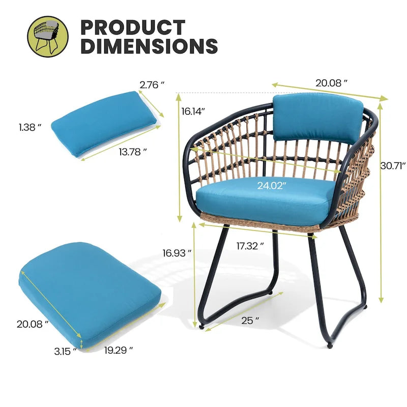 7-Piece Set Outdoor Patio Aluminum Dining Table and PE Rattan Wicker Dining Chairs