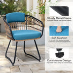 7-Piece Set Outdoor Patio Aluminum Dining Table and PE Rattan Wicker Dining Chairs