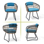 7-Piece Set Outdoor Patio Aluminum Dining Table and PE Rattan Wicker Dining Chairs