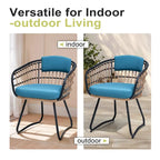 7-Piece Set Outdoor Patio Aluminum Dining Table and PE Rattan Wicker Dining Chairs