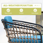 7-Piece Set Outdoor Patio Aluminum Dining Table and PE Rattan Wicker Dining Chairs
